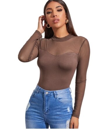 Blusa de malla marron