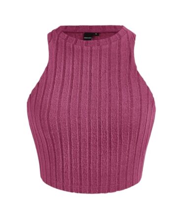 Top fucsia acanalado