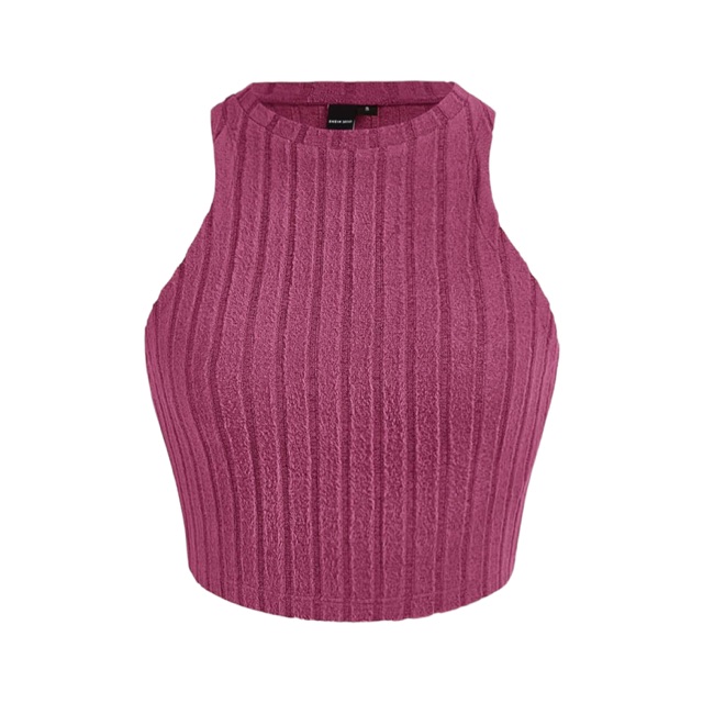 Top fucsia acanalado