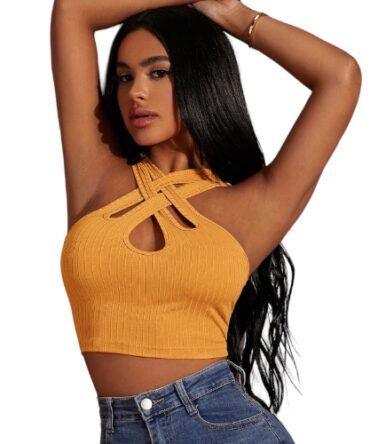 Top amarillo cruzado