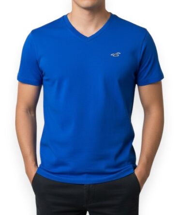 Franela Hollister Azul Rey Cuello V
