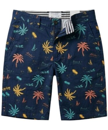 Bermuda Casual Azul Estampada Palmeras