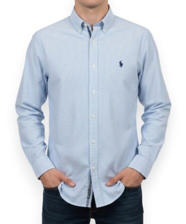Camisa Manga Larga Polo Lineas Azules #07