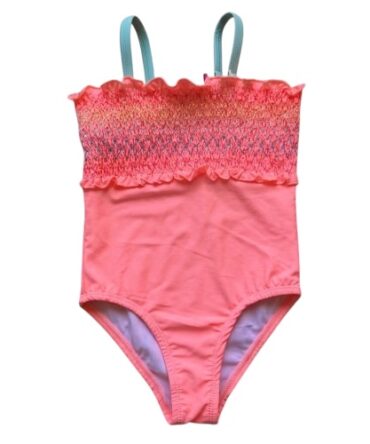Traje De Baño De Niña Entero Rosa Arruchado