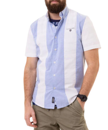 Camisa Manga Corta Polo Azu y Blanco