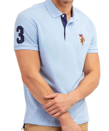 Chemise Polo Azul Claro Borde Azul Oscuro