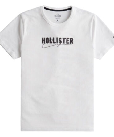 Franela Hollister Blanca Logo Relieve