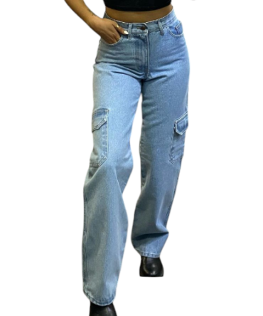 Pantalón Cargo Azul Medio