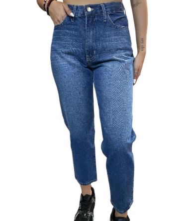 Pantalón Dad Azul Oscuro Liso Rígido