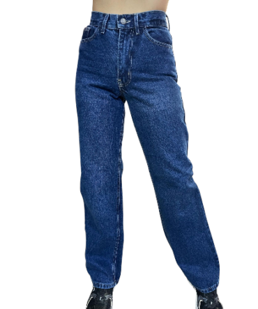Pantalón Bota Ancha Azul Oscuro Liso Rigido