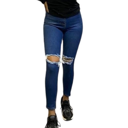 Skinny azul medio roto rodilla R20