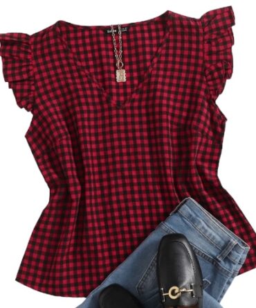 Blusa roja con cuadros