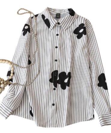 Blusa manga larga negra y blanco