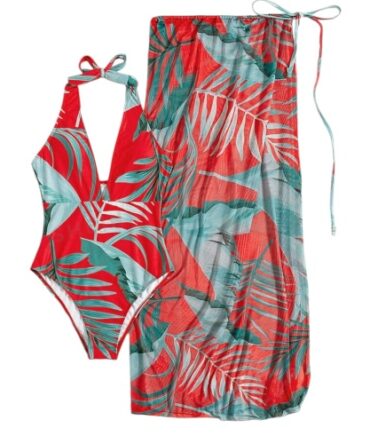 Traje de baño entero con pareo