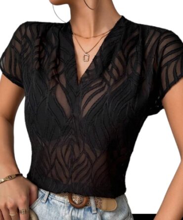 Blusa negra transparente