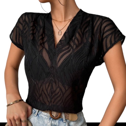 Blusa negra transparente