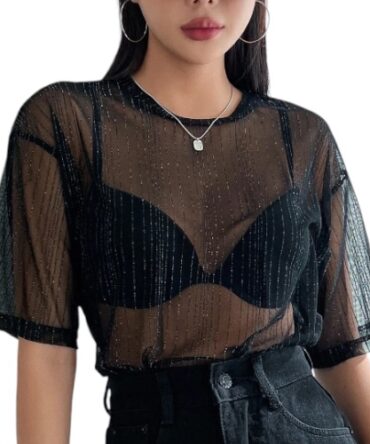 Blusa transparente negra
