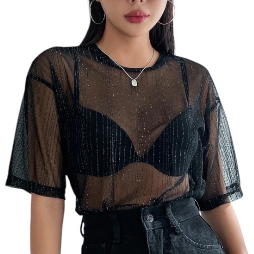 Blusa transparente negra