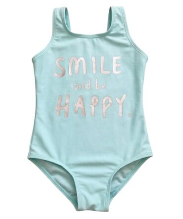 Traje De Baño De Niña Azul Completo  #D331