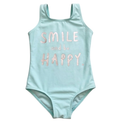 Traje De Baño De Niña Azul Completo #D331