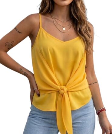 Blusa Amarilla Nudo Delante