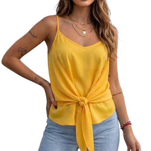Blusa Amarilla Nudo Delante