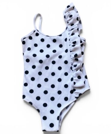Traje De Baño De Niña Entero Puntos Negros