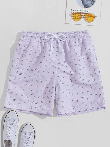 Short Playero Morado Estampado