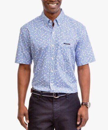 Camisa Polo Esampada Azul