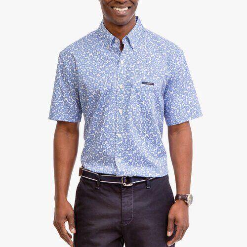 Camisa Polo Esampada Azul