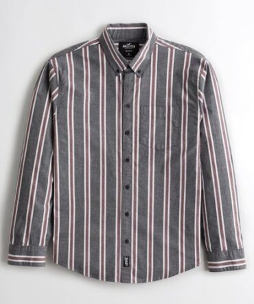 Camisa Hollister Gris de Rayas