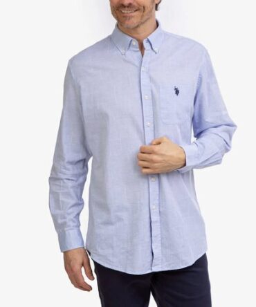 Camisa Polo Azul Manga Larga lineas #07