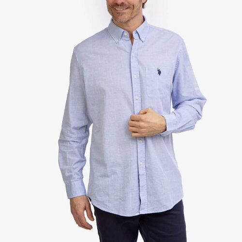 Camisa Polo Azul Manga Larga lineas #07