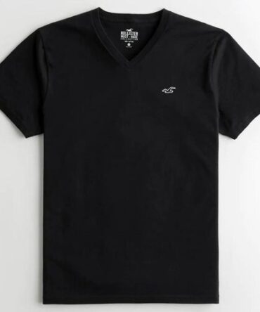 Franela Negra Hollister Cuello V