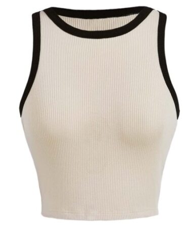 Top Crema Borde Negro