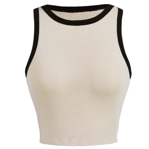Top Crema Borde Negro